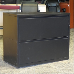 Meridian Black 2 Drawer 30 in Lateral File Cabinet, Locking